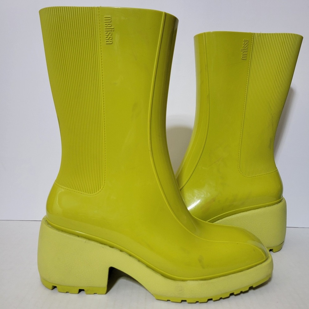 Melissa Womens Size US 10 Nancy Vegan Rain Boots in Lime Green 90s Retro 70s
